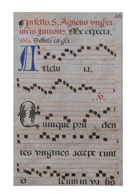 Lot 481 - Musical manuscript, probably 16th century