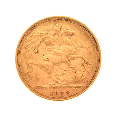 Lot 275 - Queen Victoria Sydney Mint gold sovereign, 1888