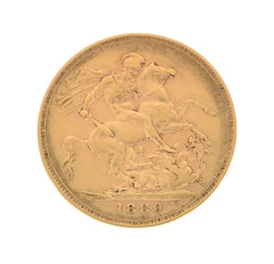 Lot 273 - Queen Victoria gold young head sovereign, 1880