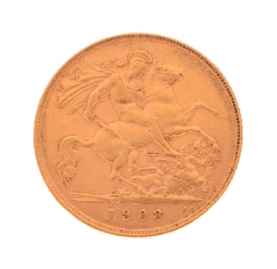 Lot 280 - Edward VII gold half sovereign, 1908