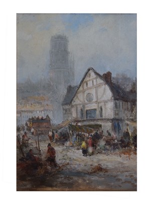 Lot 381 - William Edward Webb (1862-1903) - Oil on canvas - Continental marketplace