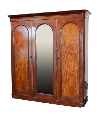 Lot 782 - Victorian mahogany triple wardrobe