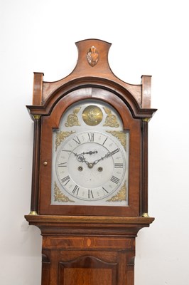 Lot 678 - Early 19th century oak inlaid longcase clock