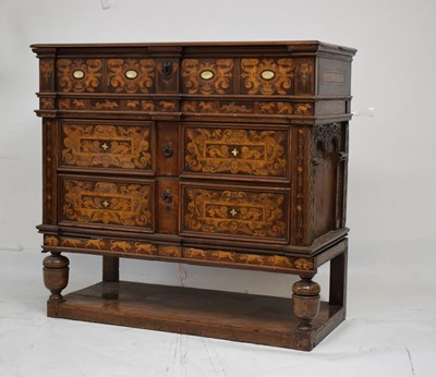 Lot 500 - Rare mid 17th century English marquetry-inlaid box-top chest