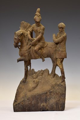 Lot 190 - 17th century carved softwood equestrian and figure group