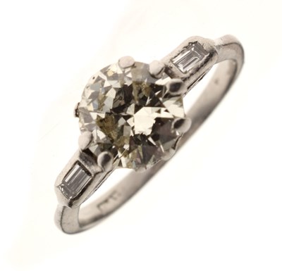 Lot 2 - Diamond solitaire platinum ring, the round brilliant cut diamond weighing approx. 1.50 carat