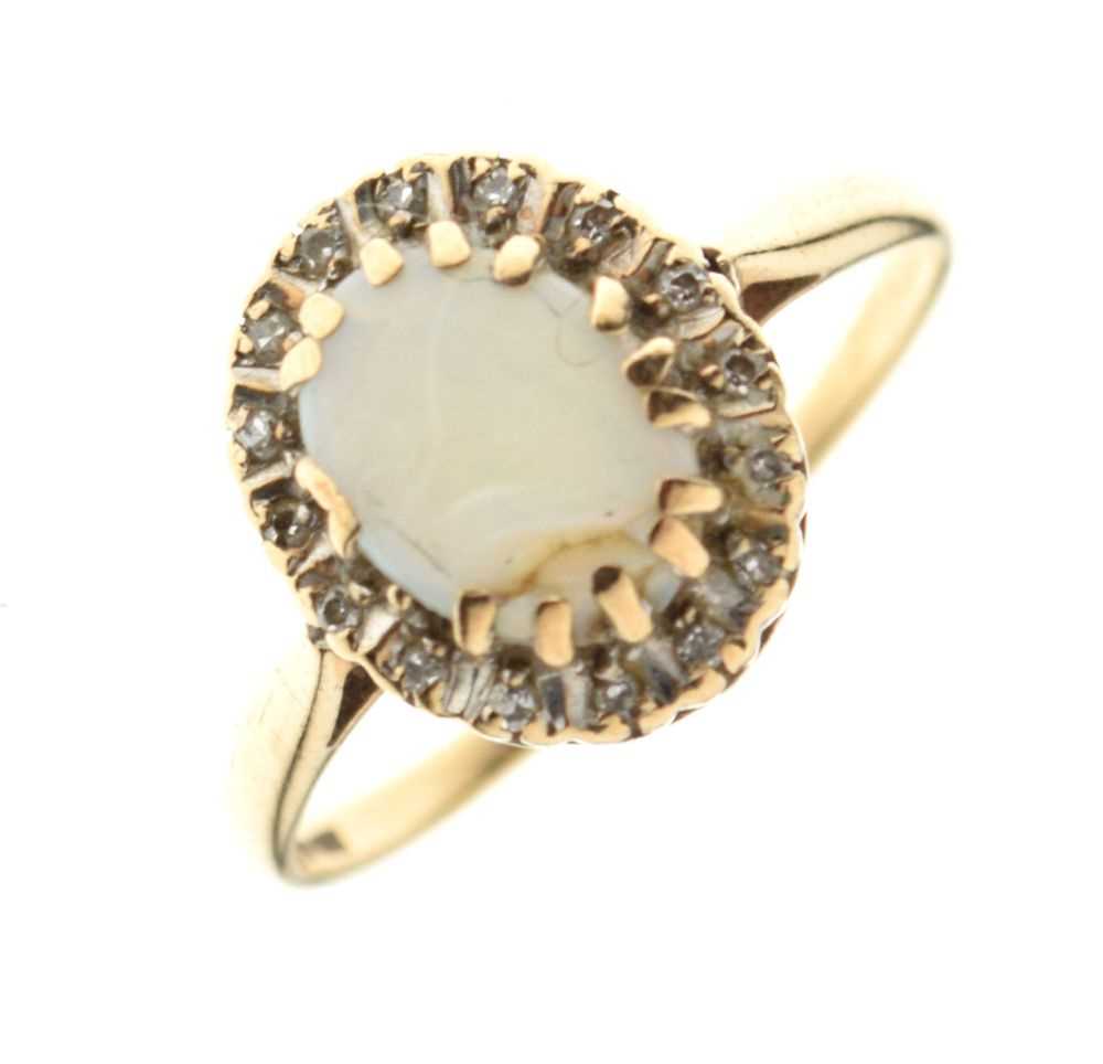Lot 5 - 9ct opal and diamond cluster ring