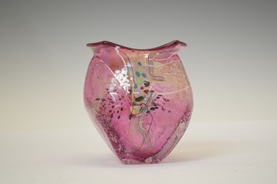 Lot 500 - Chris Thornton (British contemporary) - Pink studio glass vase of abstract form