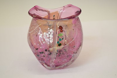 Lot 500 - Chris Thornton (British contemporary) - Pink studio glass vase of abstract form