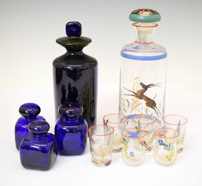 Lot 499 - Mid 20th century liqueur set comprising decanter and four glasses