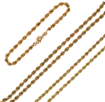 Lot 92 - 9ct gold rope link necklace and matching bracelet