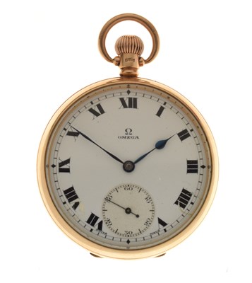 Lot 202 - Omega - Gentleman's 9ct gold cased open-face pocket watch