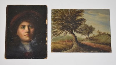 Lot 652 - Two 19th century unframed oils on board