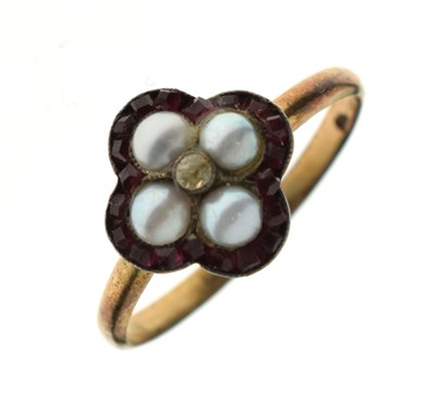 Lot 39 - 19th century ruby and pearl ring