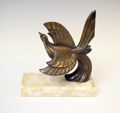 Lot 395 - Art Deco style bronzed spelter figure of a Bird of Paradise