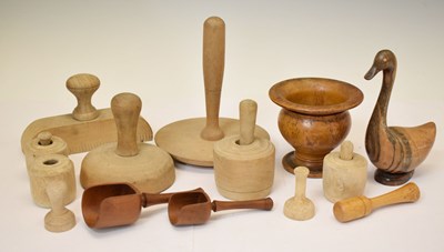 Lot 388 - Collection of butter pots and treen