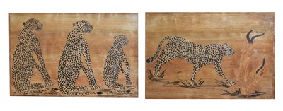 Lot 627 - 20th century African school - Oil and collage on thin wood panel - Pair of studies