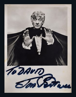 Lot 237 - Dr Who - Jon Pertwee (1919-1996) - Signed monochrome photograph postcard