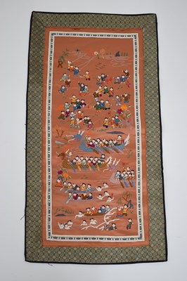 Lot 589 - Four unframed Chinese silk embroidered pictures