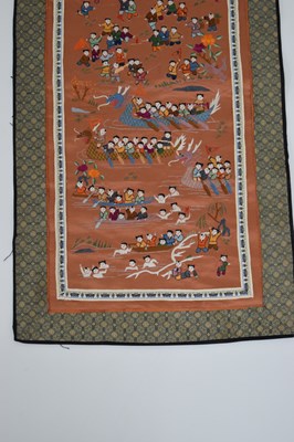 Lot 589 - Four unframed Chinese silk embroidered pictures