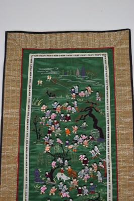 Lot 589 - Four unframed Chinese silk embroidered pictures