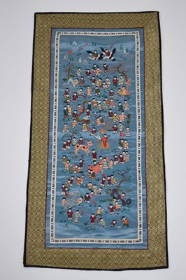 Lot 589 - Four unframed Chinese silk embroidered pictures
