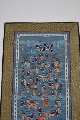 Lot 589 - Four unframed Chinese silk embroidered pictures