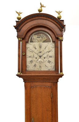 Lot 411 - Late George III oak-cased 8-day longcase clock with automaton