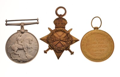 Lot 421 - British First World War medal trio to Lieutenant Corporal Harry Brown