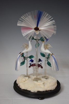 Lot 489 - Nailsea glass 'frigger', birds beneath dome