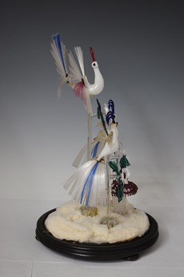 Lot 489 - Nailsea glass 'frigger', birds beneath dome