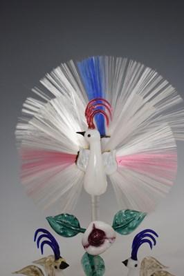Lot 489 - Nailsea glass 'frigger', birds beneath dome
