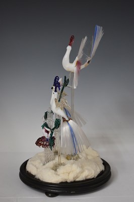 Lot 489 - Nailsea glass 'frigger', birds beneath dome