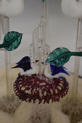 Lot 489 - Nailsea glass 'frigger', birds beneath dome