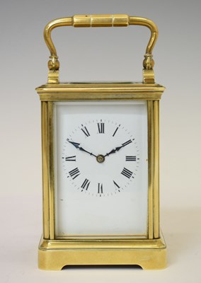 Lot 683 - Early 20th century French gilt metal cased carriage timepiece