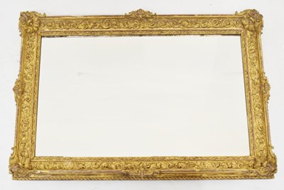 Lot 704 - Giltwood and gesso rectangular bevelled edge wall mirror