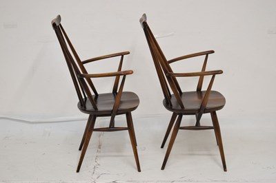 Lot 695 - Ercol - Set of six Goldsmith Windsor stick back dining chairs