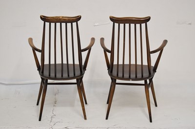 Lot 695 - Ercol - Set of six Goldsmith Windsor stick back dining chairs