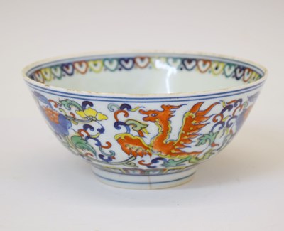 Lot 581 - Chinese porcelain doucai Phoenix bowl