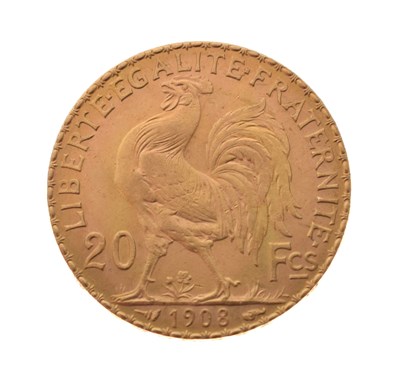 Lot 130 - French 20 Franc gold coin, 1908