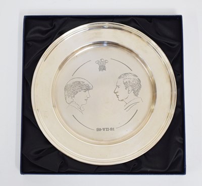 Lot 238 - Elizabeth II silver salver or plate commemorating Prince Charles and Lady Diana's wedding