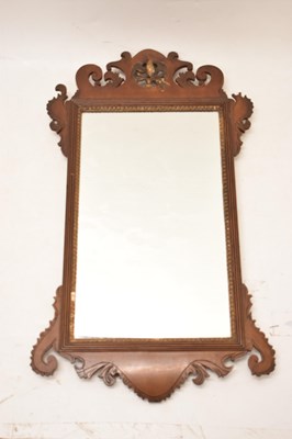 Lot 705 - George III-style mahogany fret frame wall mirror