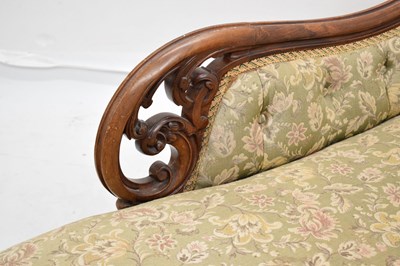 Lot 770 - Victorian walnut deep button back chaise longue
