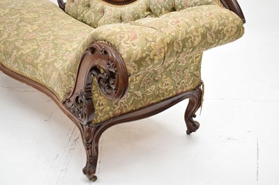 Lot 770 - Victorian walnut deep button back chaise longue