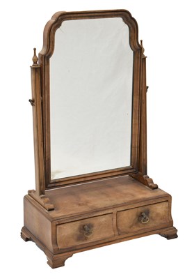 Lot 741 - Queen Anne style walnut dressing table swing mirror