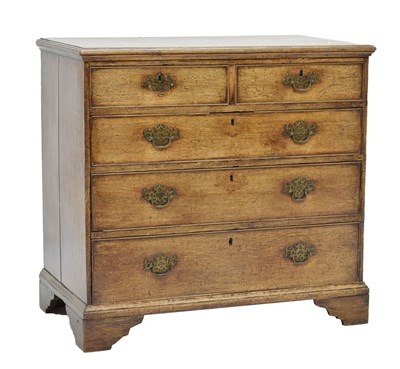 Lot 716 - 18th century oak and walnut chest of drawers