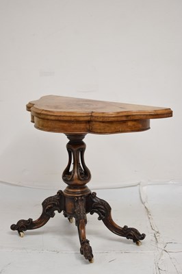 Lot 756 - Victorian walnut shaped demi-lune card table