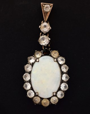 Lot 79 - Opal and white stone cluster pendant (a/f)