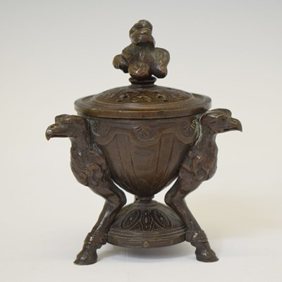 Lot 313 - Bronze French Empire-style incense burner of neoclassical design