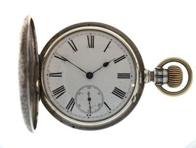 Lot 83 - Late 19th/early 20th century gentleman's white metal full hunter pocket watch